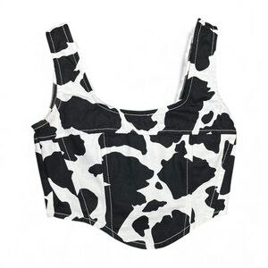 Lone Star Cow Print Cropped Western Top  Sz S